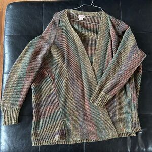 Mossimo Supply Co. Multicolor Knit Sweater (Green, Brown, Teal, Orange Flecks)